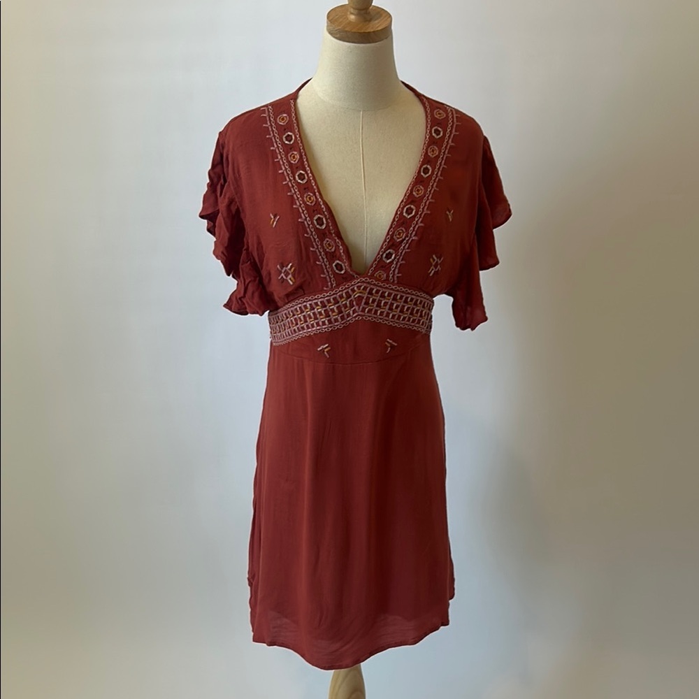 Elegant Women's Red Embroidered Top